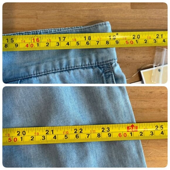 Michael Michael Kors Petite Chambray Elastic-Back Wide-Leg Pants PXL Sky Blue Wa - Picture 9 of 11